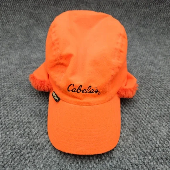 Vintage Cabela's Men's Large Orange Gore-Tex Thinsulate Trapper Hat Hunting Cap - Picture 2 of 9